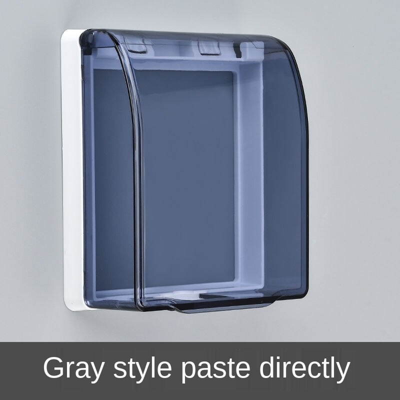 Double Socket Waterproof Box Bathroom Toilet Two Position Switch Protective Cover Safety Anti Mistouch Switch Plate Covers Paste: grey