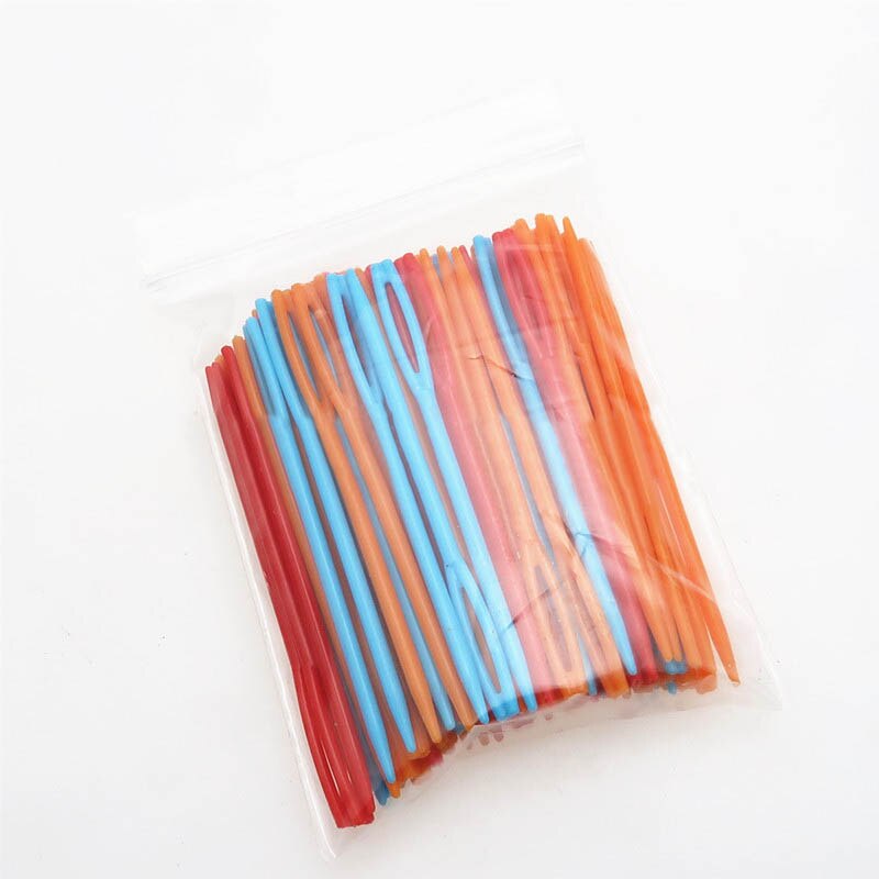 100Pcs Haak Haken Diy Trui Weven Gereedschappen Breinaalden Plastic 7 Cm Muliti-Kleur Wandtapijt Wol Garen Naald