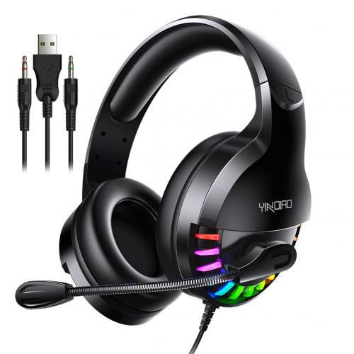 Gaming Headset Gamer 7.1 Surround Sound Usb 3.5Mm Wired Rgb Licht Game Hoofdtelefoon Met Microfoon Voor Xbox Een PS4 tablet Pc: Black 3 Joints