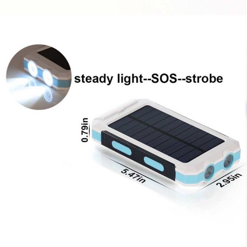 Solar- Energie Bank Tragbare Ladegerät 20000mah Wasserdichte Batterie Solar- Tafel Ladegerät mit Dual LED Flashligh und Kompass