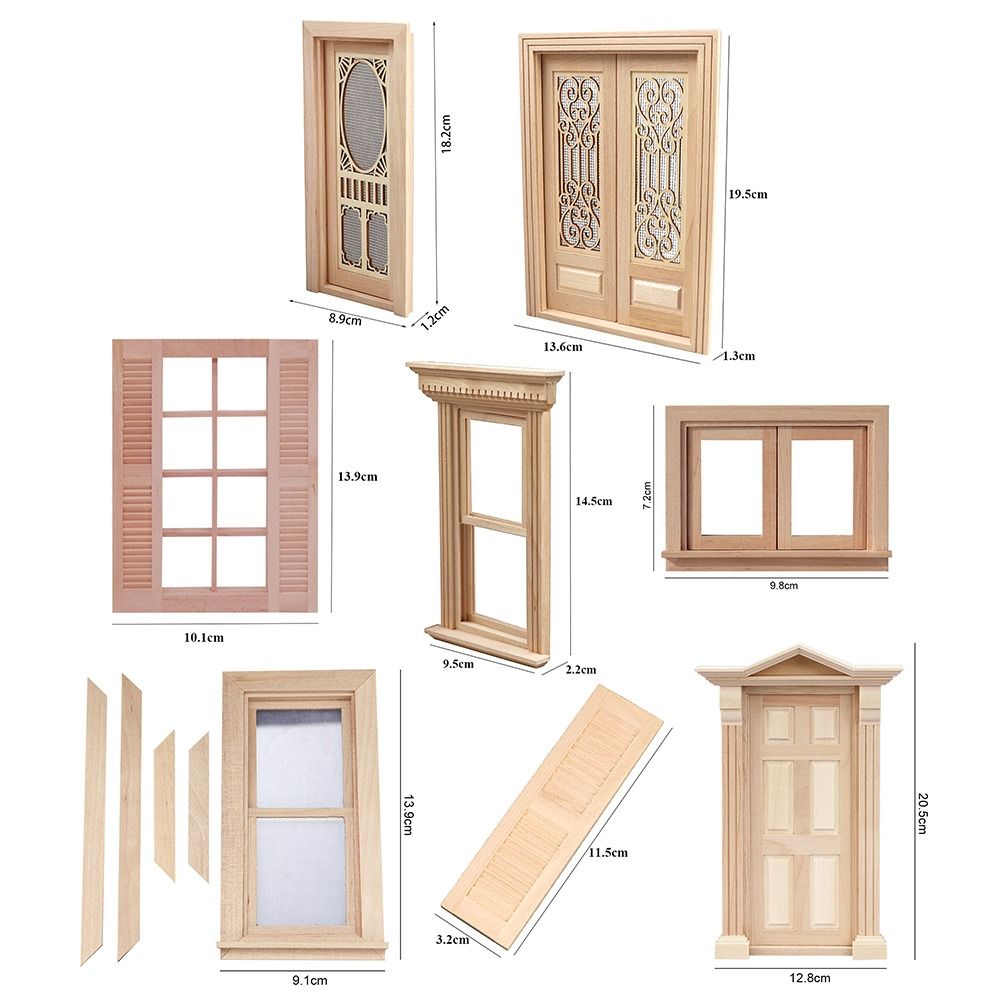 8 Stile Puppenhaus möbel Miniatur puppen zubehör Puppenhaus fenster Glasplatte Holzrahmen Puppen möbel