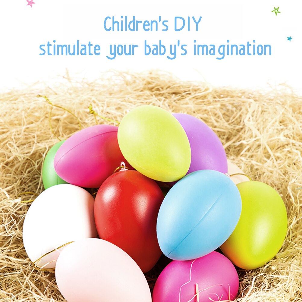 20pcs/set Cute Plastic Easter Eggs DIY Painting Colorful Eggs Handmade Ornaments Plastic Hanging Easter Eggs Funny Plaything #20