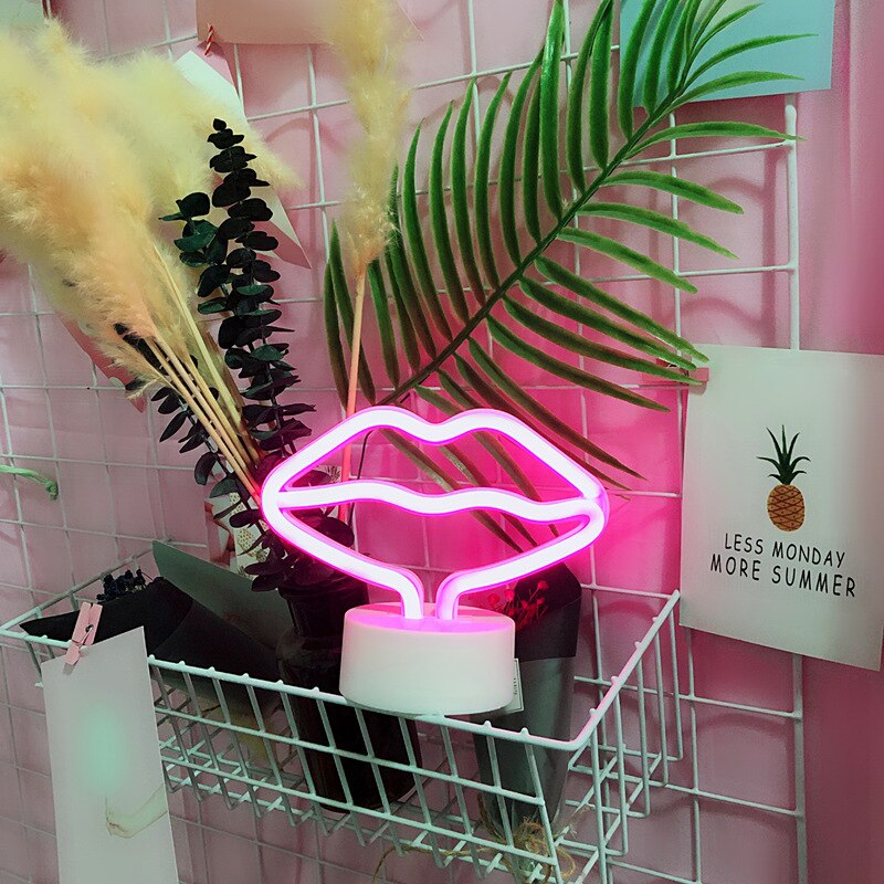 Led Lips Neon Lamp Standing Lip Neon Sign Light Night Lighting Light Atmosphere Lamps For Home Decorations Christmas