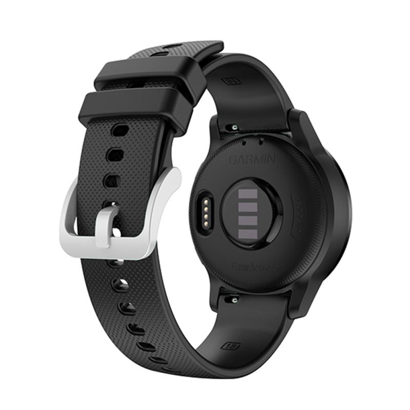Voor Garmin Vivoactive 4S/Vivomove 3S Siliconen Zilveren Gesp Riem Vervanging Horlogeband 18Mm Modieuze