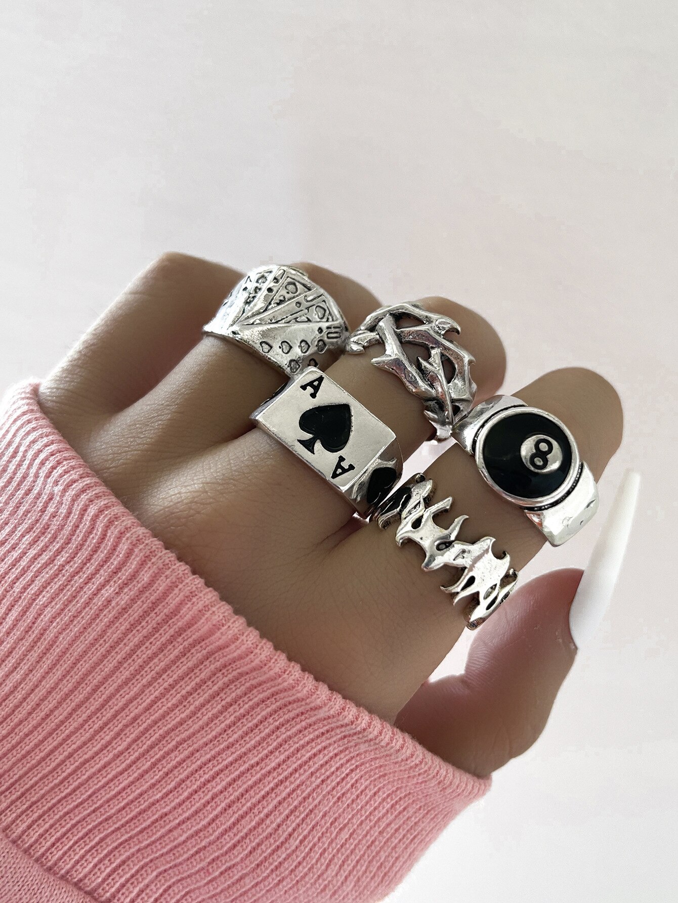 HI MAN 14 Pcs/Set Neo-Gothic Mixed Yin Yang Figure Feather Elephant Star Moon Sun Ring Women Personality Vintage Jewelry