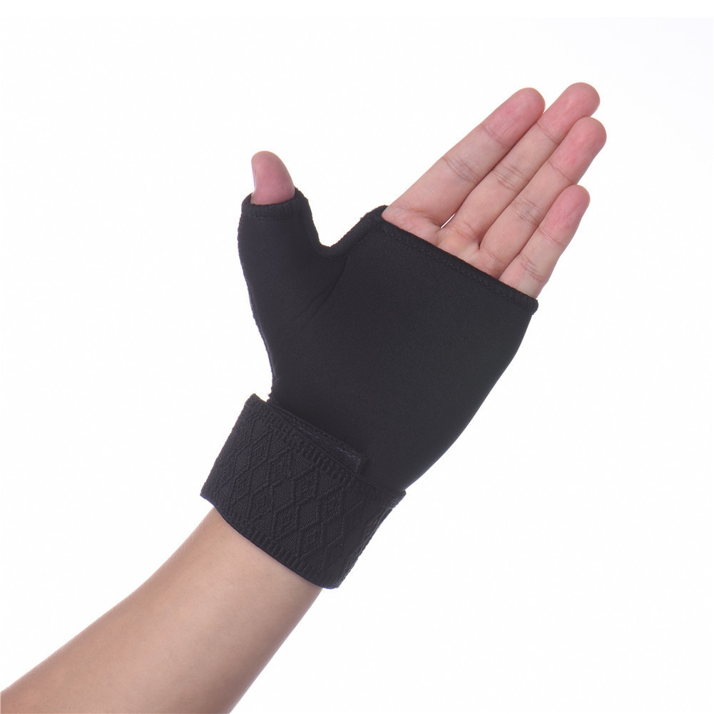 2 Stks Zwart Neopreen Verstelbare Duim Wrap Pols Hand Palm Ondersteuning Bandage Brace Sport Handschoenen Voor Fitness Gewichtheffen