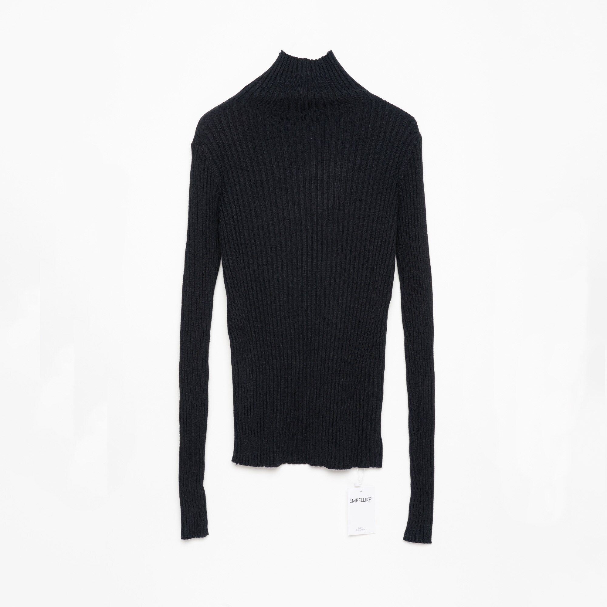 Ribbed Turtleneck Neck Sweater Women Cotton Mock Neck Sweaters Pullover Knitted Tops With Thumb Hole: black