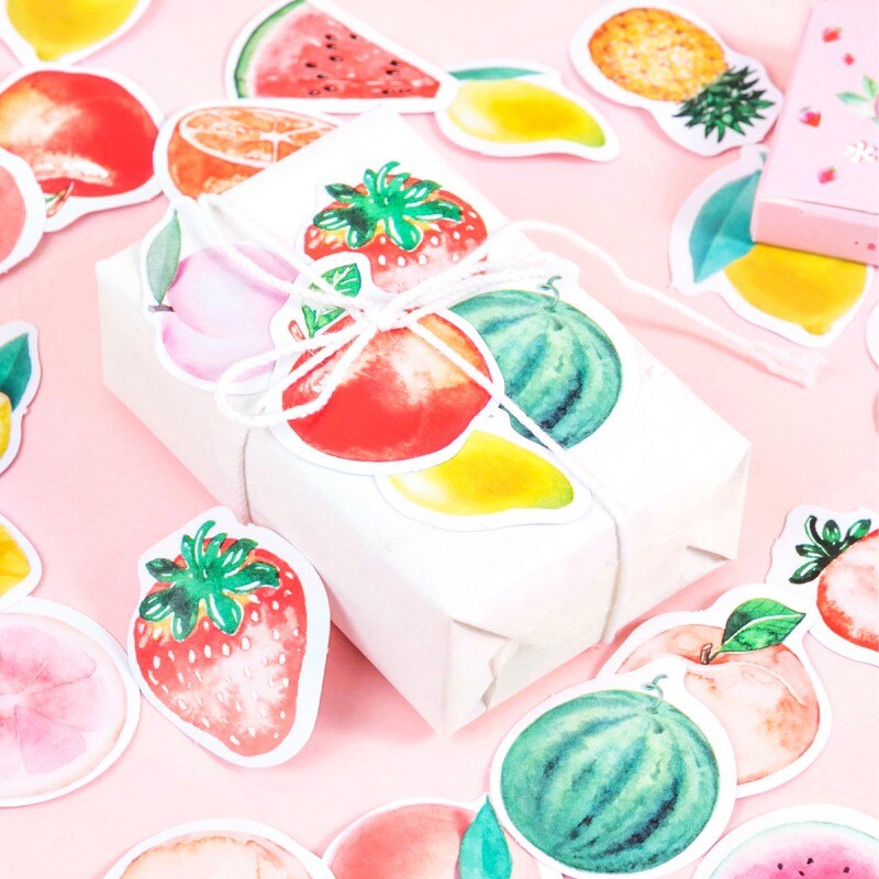 46pcs Fruit Boxed Banana Sticker DIY Kids Stationery Decoration Diary Scrapbook Card Love Cartoon Food Adhesive Label Sticker