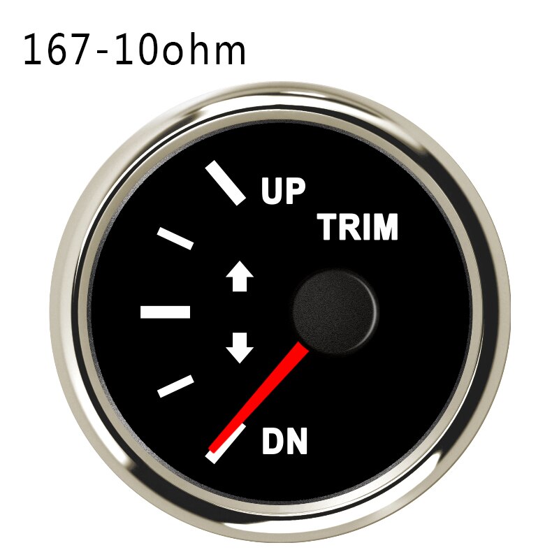 UP-DN de calibre embellecedor para barco marino, 52mm, 0-190ohm, 167-10ohm, con luz trasera roja, 12V, 24V, para motor fueraborda de coche y motocicleta: 167-10BS