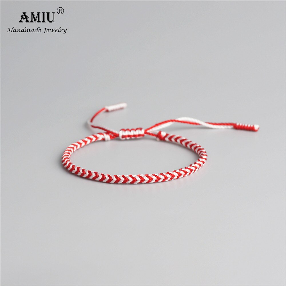 AMIU Tibetischen Buddhistischen Glück Seide Gewebt Tibetischen Armbänder & Armreifen Für Frauen Männer Handgemachte Knoten Deongare Seil Wünschen Armbinde: 2