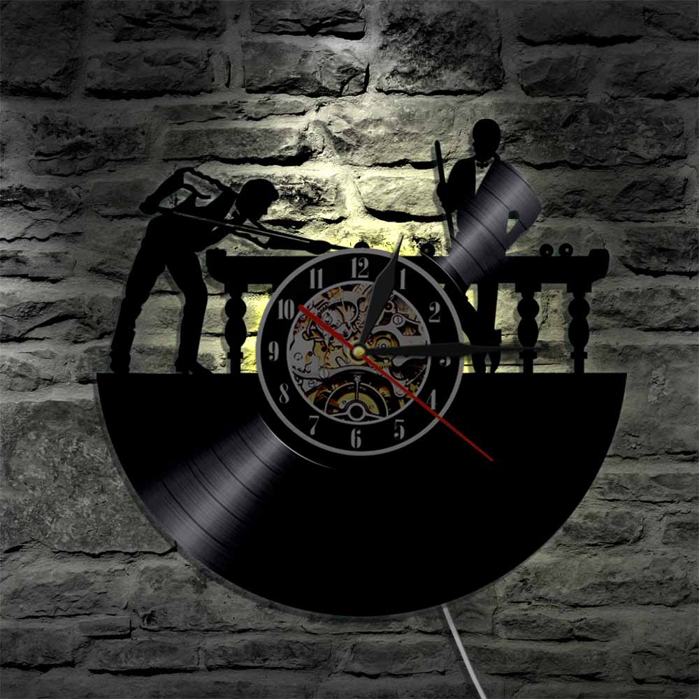 Billiard Balls LED Wall Clock Pool Snooker Sports Vinyl Record Wall Clock Modern Unique Pool Billiards Snooker Room Decor