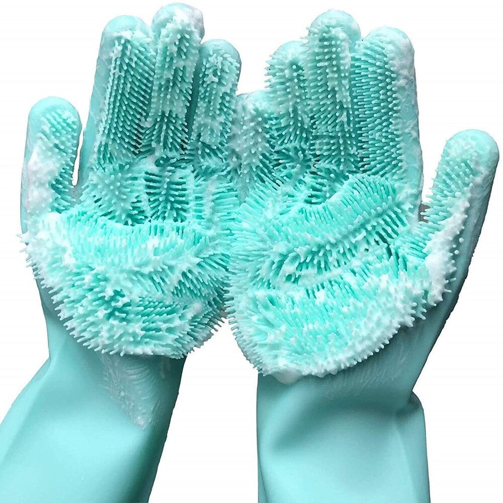 Afwassen Schoonmaak Handschoenen Magic Silicone Rubber Afwas Handschoen Voor Huishoudelijke Scrubber Keuken Clean Tool Scrub(1 Paar)