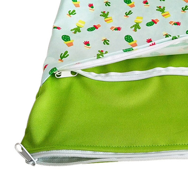 Diaper Storage Bag Waterproof Baby Carriage Storage Hanging Bag Portable Cute Print Double Zipper Diaper Stackers Pocket