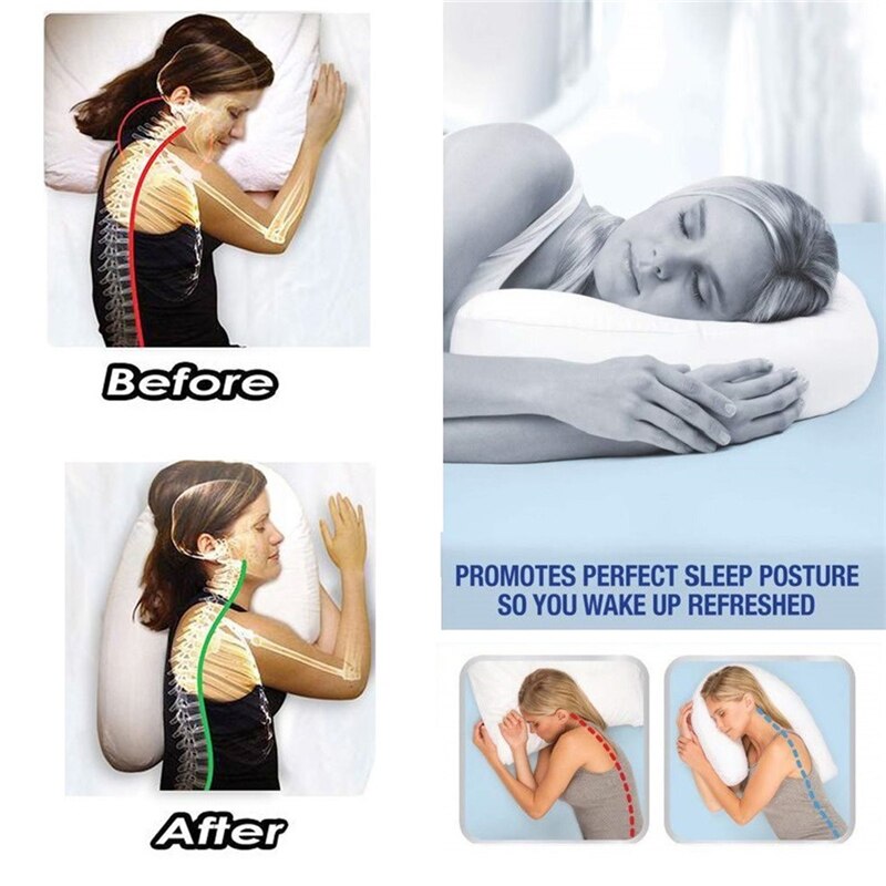 Side Sleeper Contour Pillow for Neck Shoulder and Back Pain Relief Home and Travel Hypoallergenic Pillow
