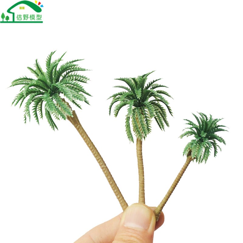 15Pcs/Lot Miniature Plastic Coconut Trees architectural sand table train model landscape scenery layout Ho scale tree material N