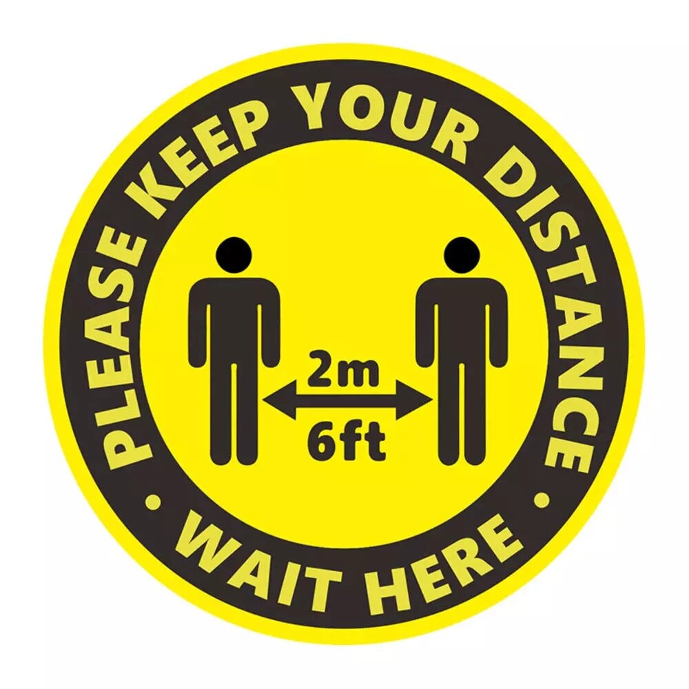 5pc Public Area Social Distancing Floor Sticker Waterproof Self Adhesive Safety Floor Sign Sticker for Crowd Control Guidance