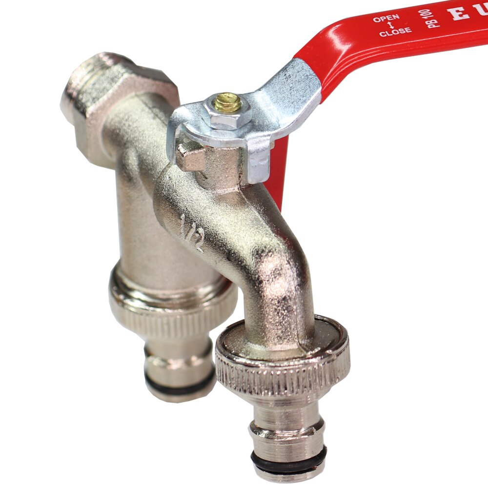 Brass Tap Joint 1/2'' IBC Water Tank Connector 2-Way 1-Way Garden Hose Irrigation Faucet Adapter Replacement Fitting Ball Valve
