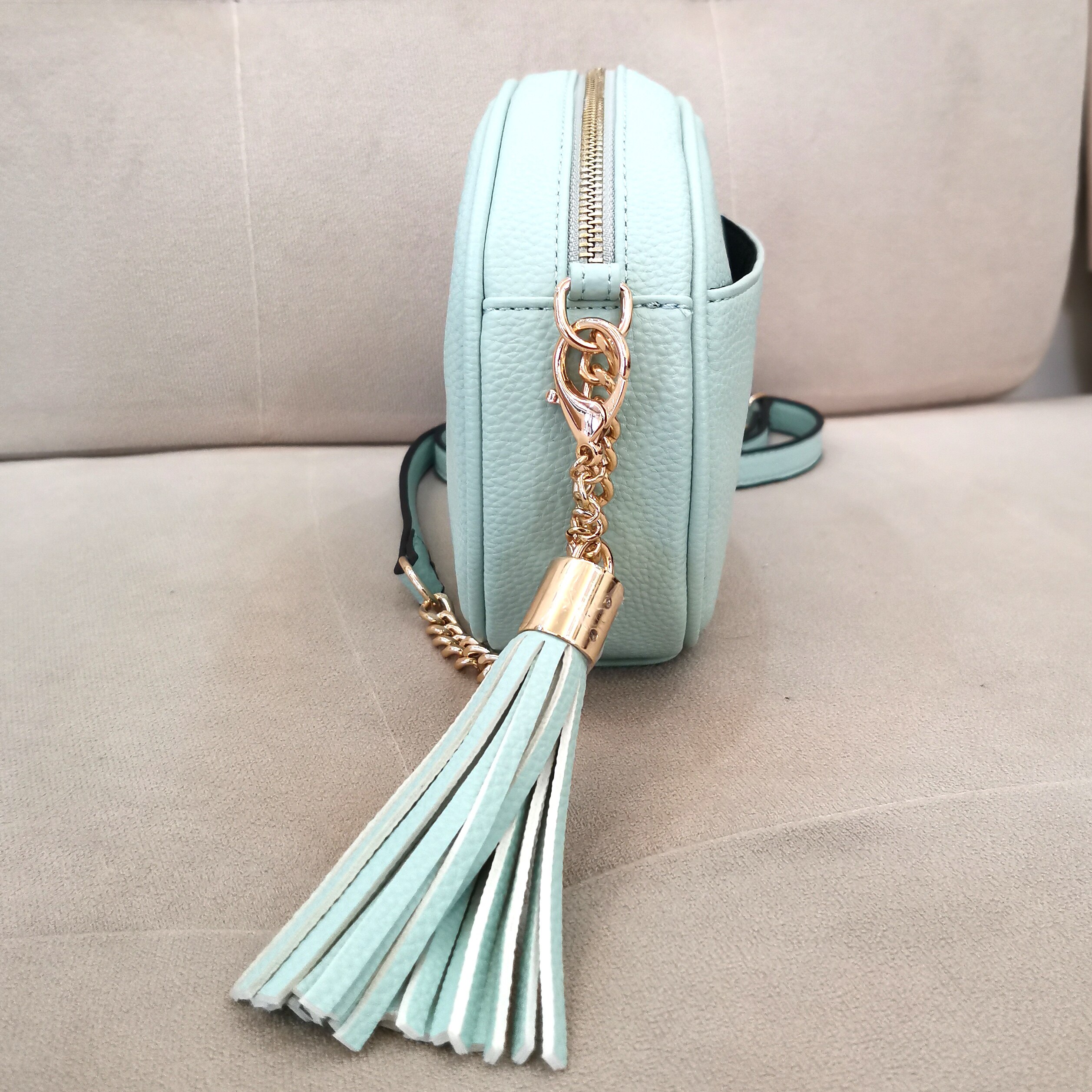 HEIßER Neue Damen Tasche Litschi aufbringen PU Leder Quaste Tasche Einfache Und Modische Runde Schulter Bote Tasche Umhängetasche Bolsa