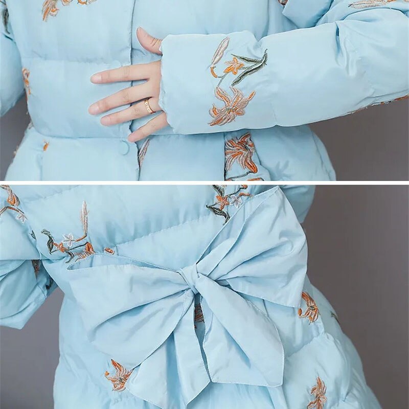 Winterjas dames parka's print dons katoenen jas lange jas parka warme dikke katoenen gewatteerde jas bovenkleding  p1000