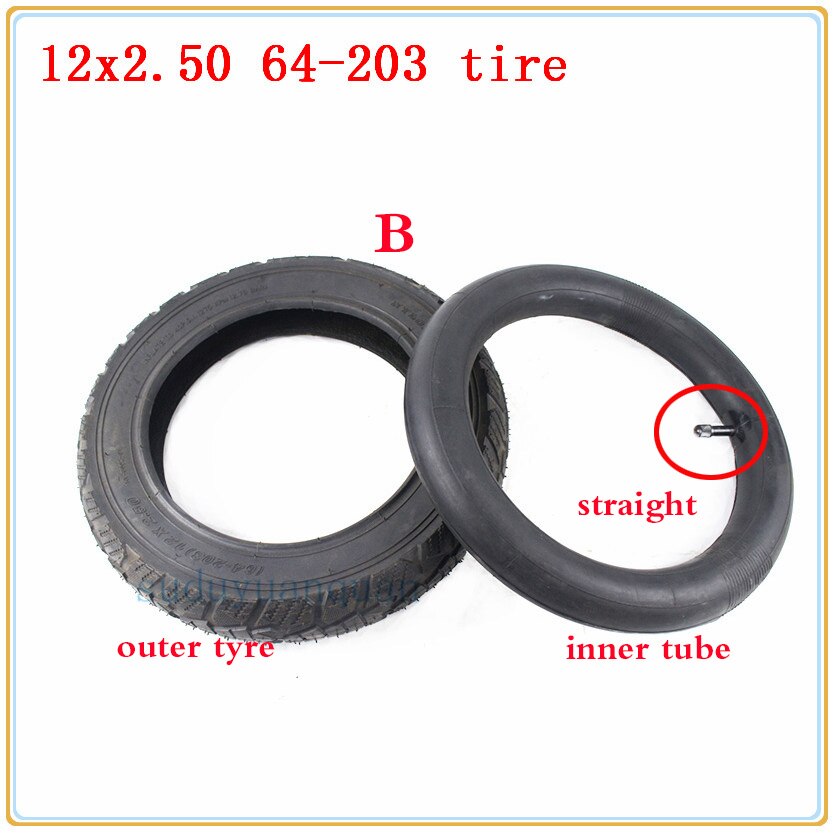 Neumático de rueda de 12 pulgadas, tamaño 12x2,50 64-203 para Mini motocicleta, carro de bebé de bicicleta eléctrica, tubo interno de neumático 12*2,50: tube and tyre B