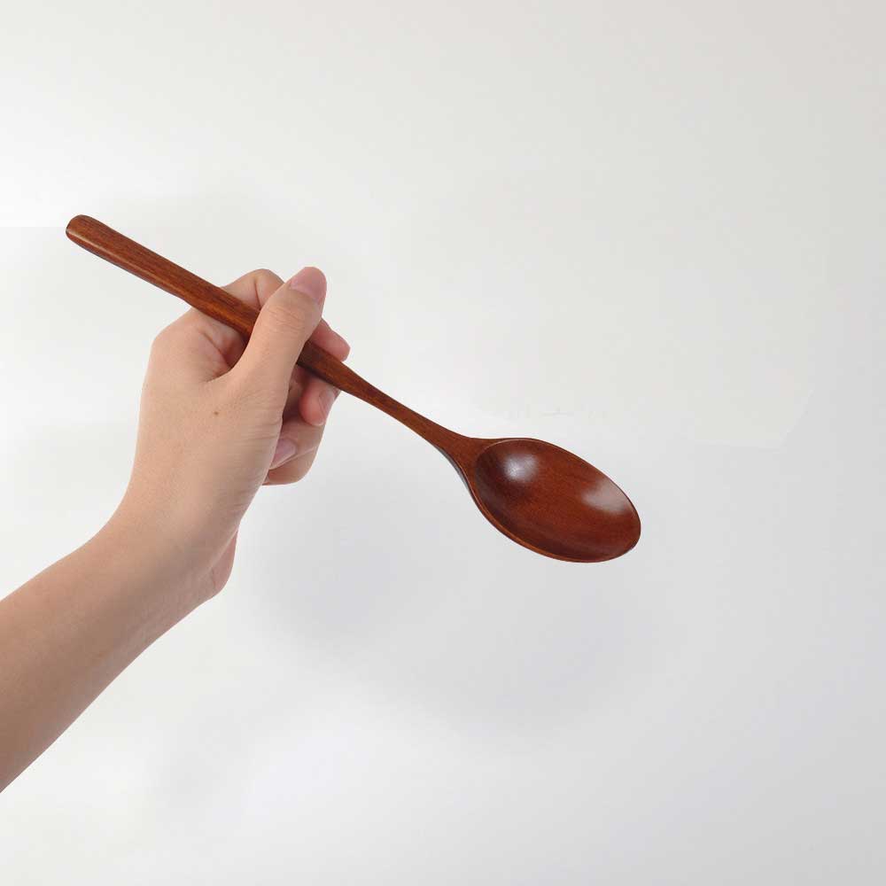 Visual Touch-cuchara de madera oscura/clara hecha a mano, utensilio de cocina, cucharas para mezclar café, té, desayuno, almuerzo, cena, cubiertos de arroz