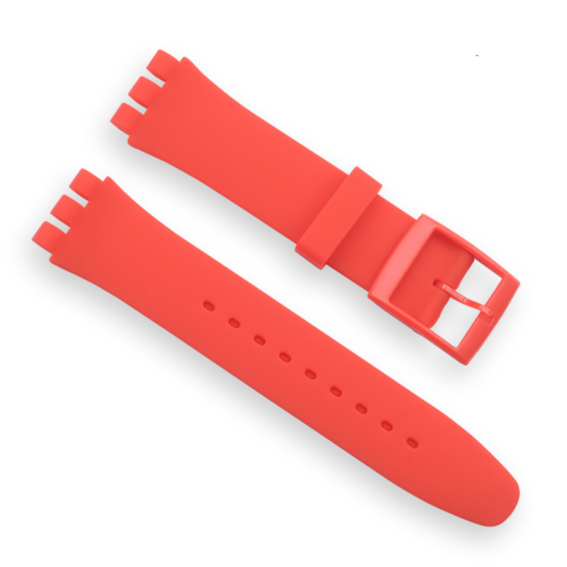 Schwarzes Armband für Swatch-Armband, Schnalle, Silikon-Uhrenarmband, 17 mm, 19 mm, 20 mm, Gummiarmband, 16 mm, Uhrenzubehör