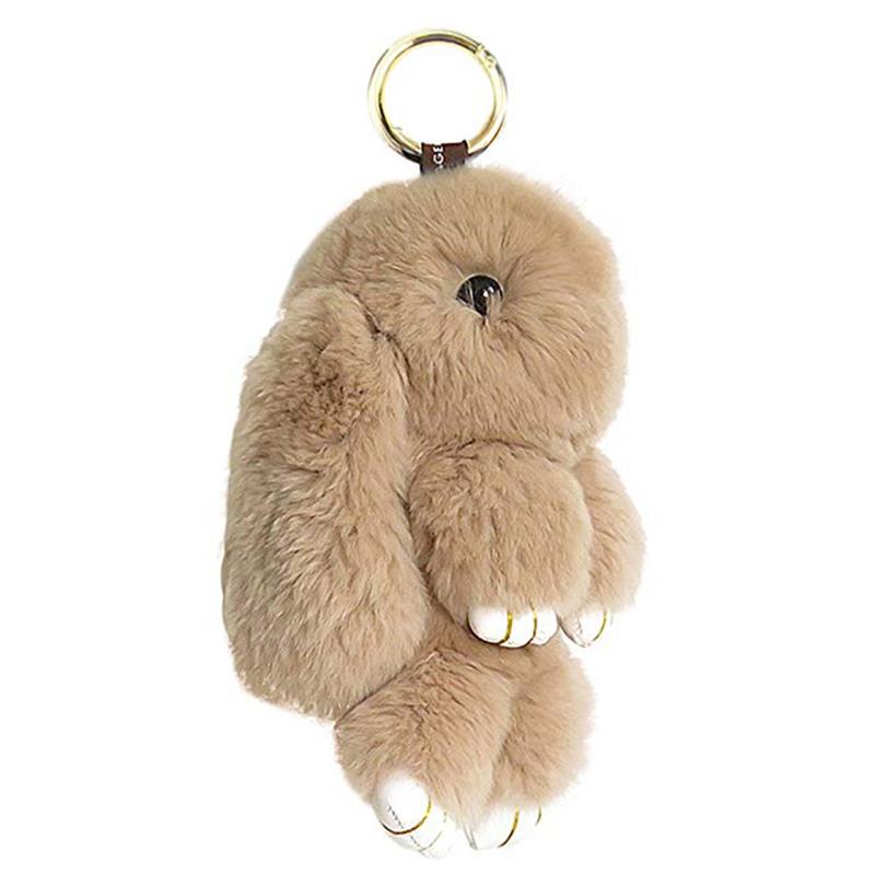 Leuke Bunny Sleutelhanger Zachte Comfortabele Rex Konijn Auto Handtas Sleutelhanger Hanger Ornament: khaki