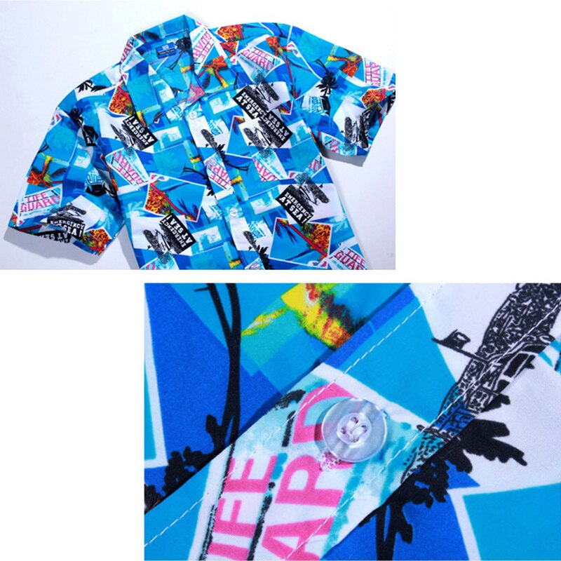 Short Sleeve Men&#39;s Beach Shirt Summer Cool Palm Tree Print Hawaiian Shirt Swim Shirts For Men Vacation Wear