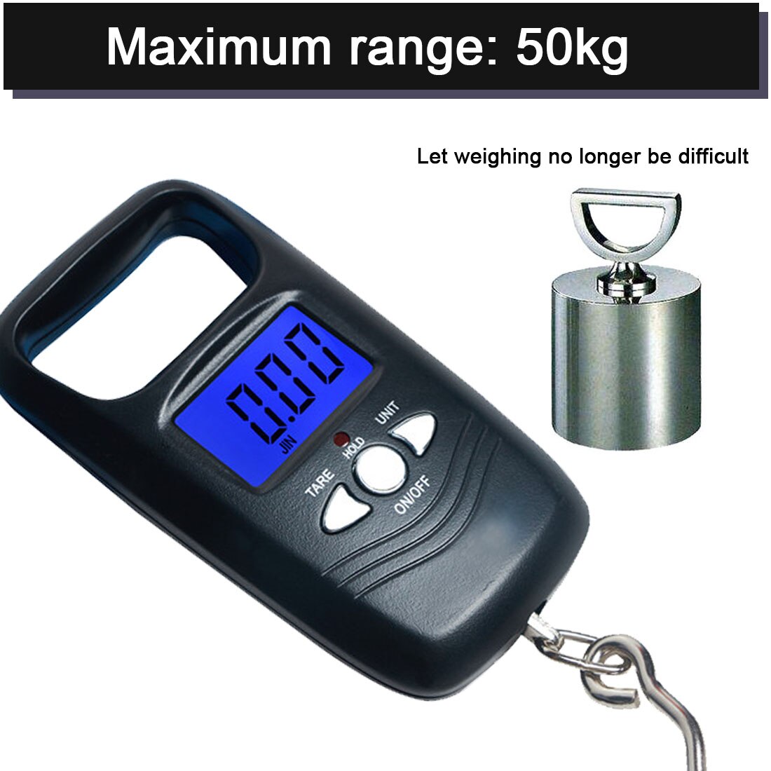 Vekt krok fiskevekt mini hengende vekt lomme bærbar 50kg lcd digital hengende bagasje vekting fiskekrok vekt elektron