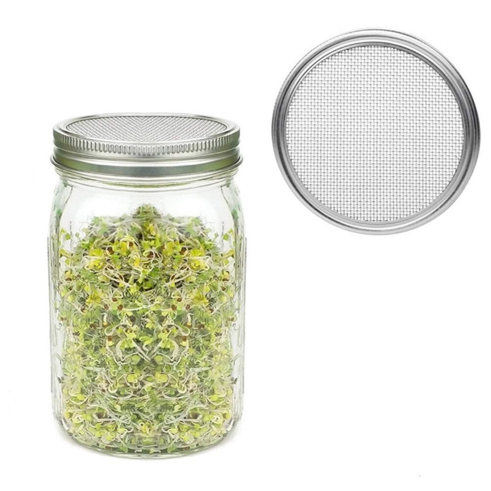 Juego de germinador de acero inoxidable, Kit de broteo de acero albañil, germinador de semillas, cubierta de germinación, tapas de colador de acero inoxidable, 1 unidad