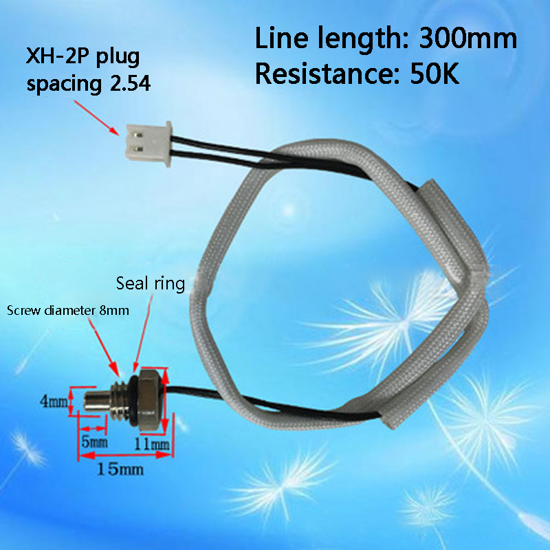 Water heater Gas water heater temperature sensor Temperature probe Resistance: 10K / 50K