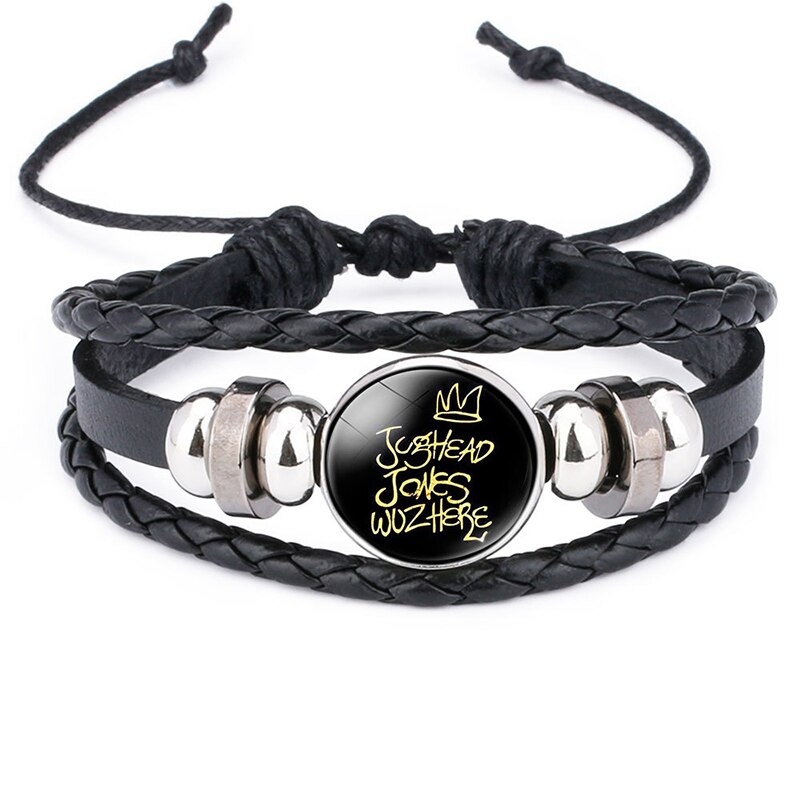 Riverdale-pulsera de cuero multicapa con de Riverdale, joyería para hombre, brazalete de cuentas, cabujón de cristal: 7