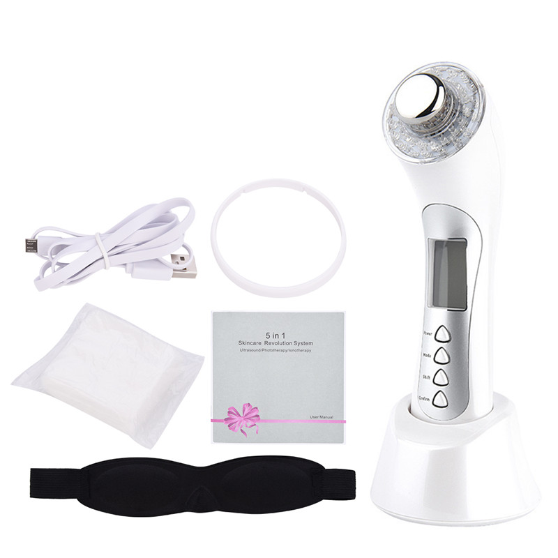 3MHZ Ultraschall Ionen LED Photon Gesicht Reinigung Gerät Haut Verjüngung Schönheit Massage Maschine USB Lade Gesichts Massager P36
