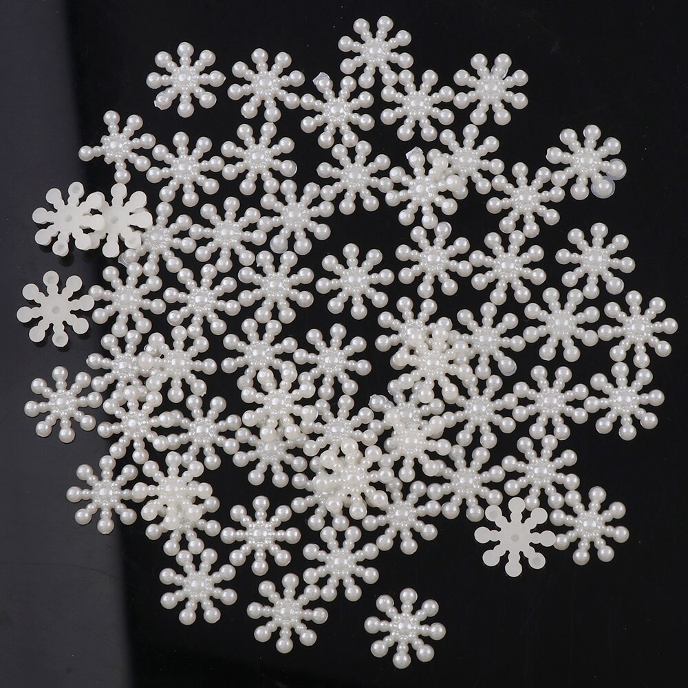 Fina 100 st halv harts pärl pärla jul snöflingor scrapbook craft flatback blommönster pärlor 17mm