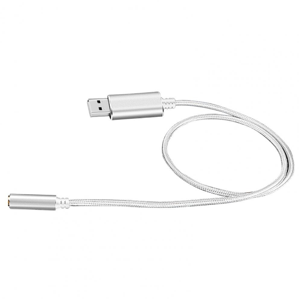 USB o Adapter External Sound Card with 3.5mm Headphone and Microphone Jack for Windows/Mac/Linux/Pc/Laptops/PS4: Silver 1M