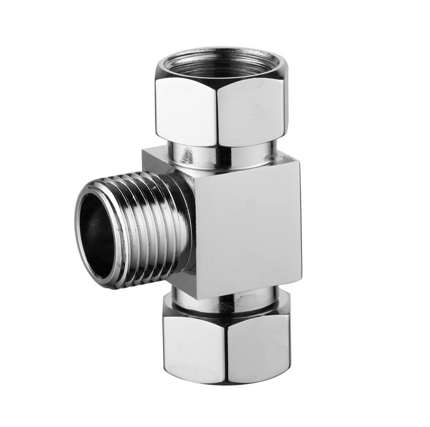 Thickened All-copper Three-way Angle Valve One Into Two Out 4" Internal And External Tooth Interface Water Valve Connector: F