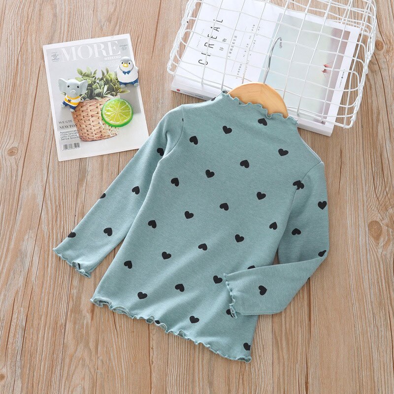 Karikatur freundlicher Kleidung T-Shirt Nette Liebe Grafische T Hemden Baumwolle Langarm freundlicher Mädchen T-Shirt Frühling Herbst Mädchen Spitzen