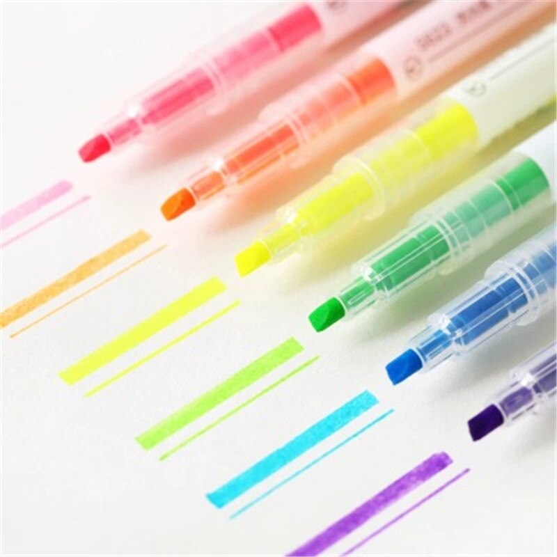 Pack De 5 Rotuladores Subrayadores 2 En 1 – Diseño Bonito Para Escritura Japonesa, Ideales Para Oficina Y Escuela