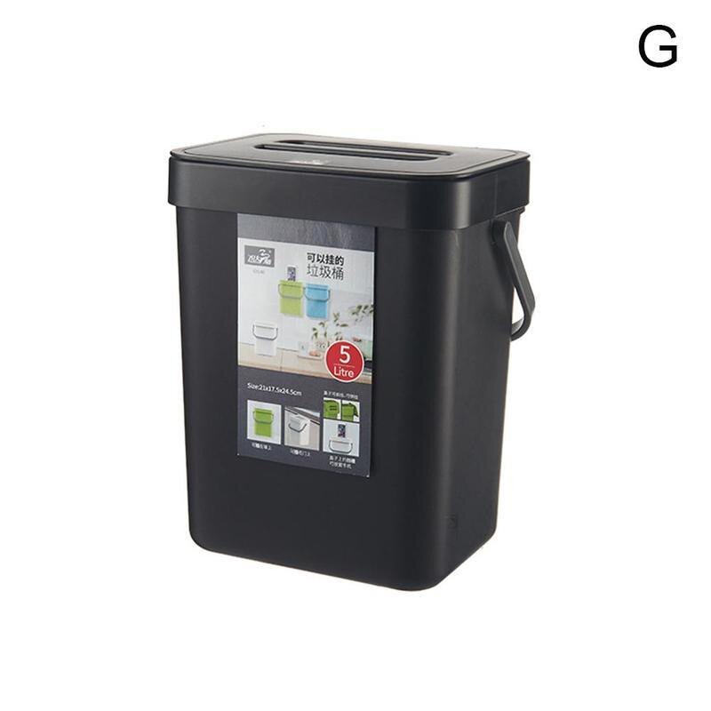 3/5L Wall Mounted Folding Waste Bin Kitchen Cabinet Storage Bin Garbage Door Accessories Can Car Trash Kitchen Trash Hangin O0X2: G