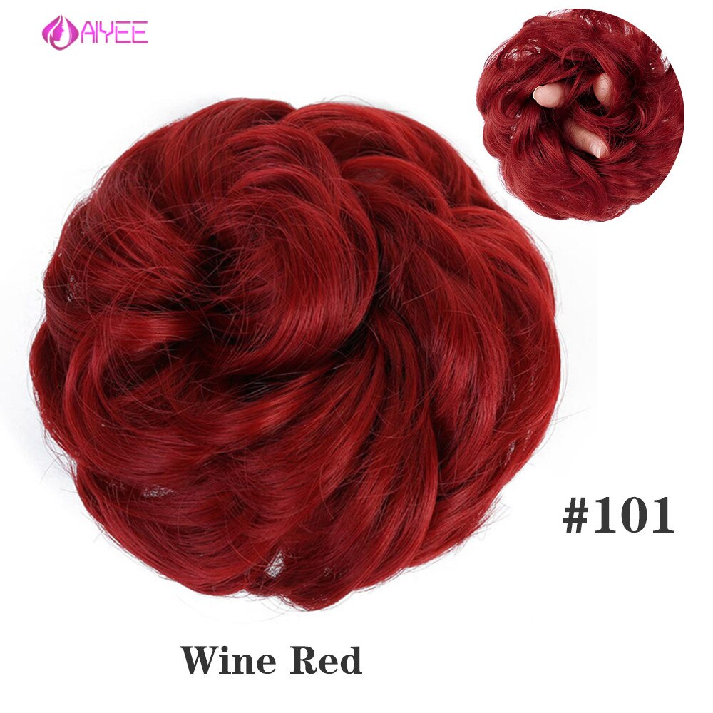 AIYEE Hair Piece Straight Hair Bun Tousled Messy Updo Bun Donut Elastic Chignons Ponytail Hairpiece Extension: 101