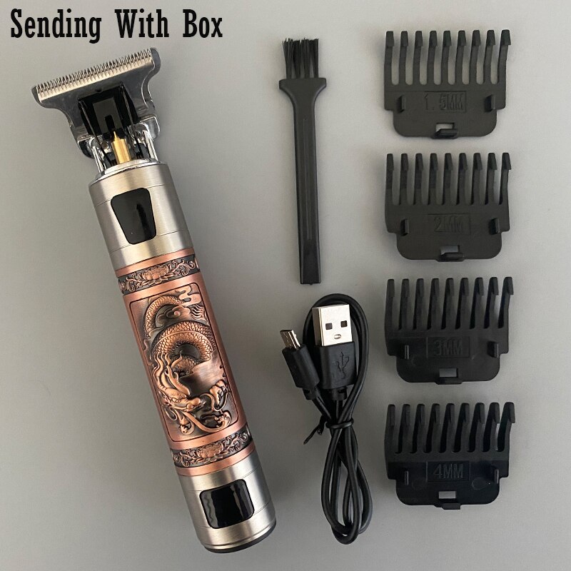 barber 2022 Clipper Trimmer Scheerapparaat Voor Mannen 110V-220V Oplaadbare Draak Haar Snijmachine Vintage T9 tondeuse maszynka do wlosow traş makinesi: red dragon LCD