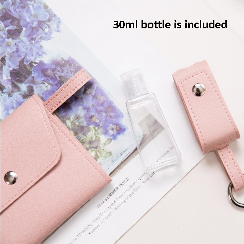 Wallet Mask storage folder Foldable mask temporary storage folder Key hanging buckle wallet Hand sanitizer leather cover set