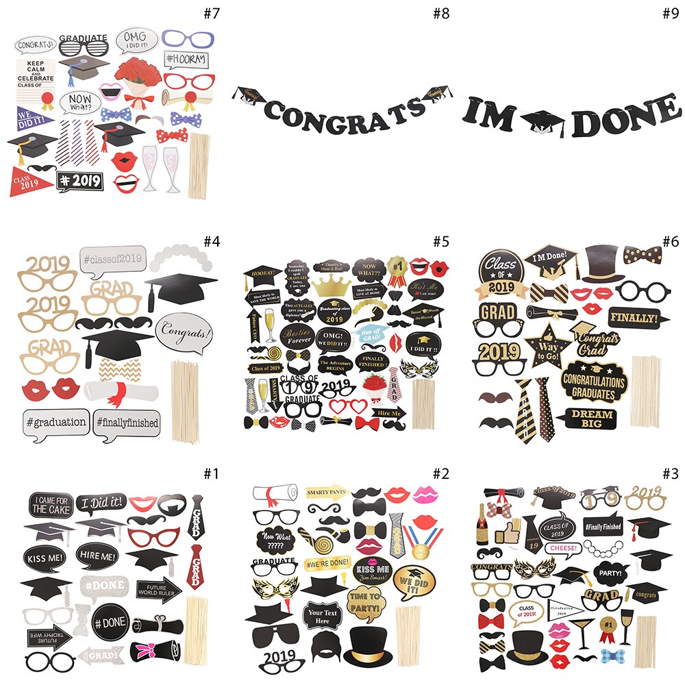 PhotoBooth DIY Crafts Romantic Photo Booth Props Graduation Party Decoration Cap Grad Congrats Graduated Supplies