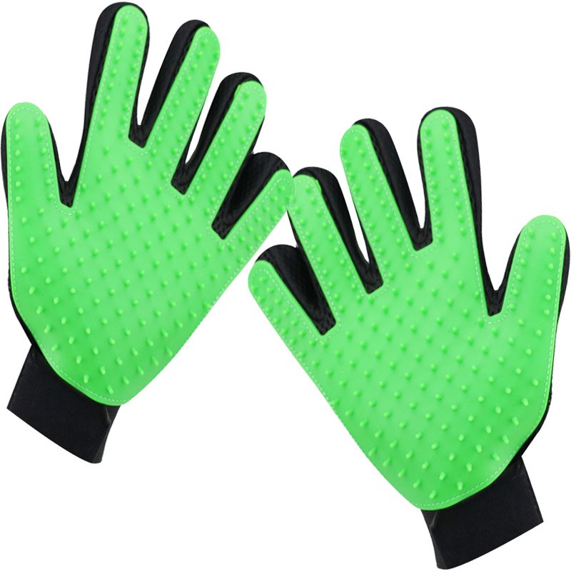 Gant en silicone pour chats | Peigne de Massage, poils d'animaux, brosse en silicone, accessoires de toilettage, fournitures de toilettage pour chats: Green A pair