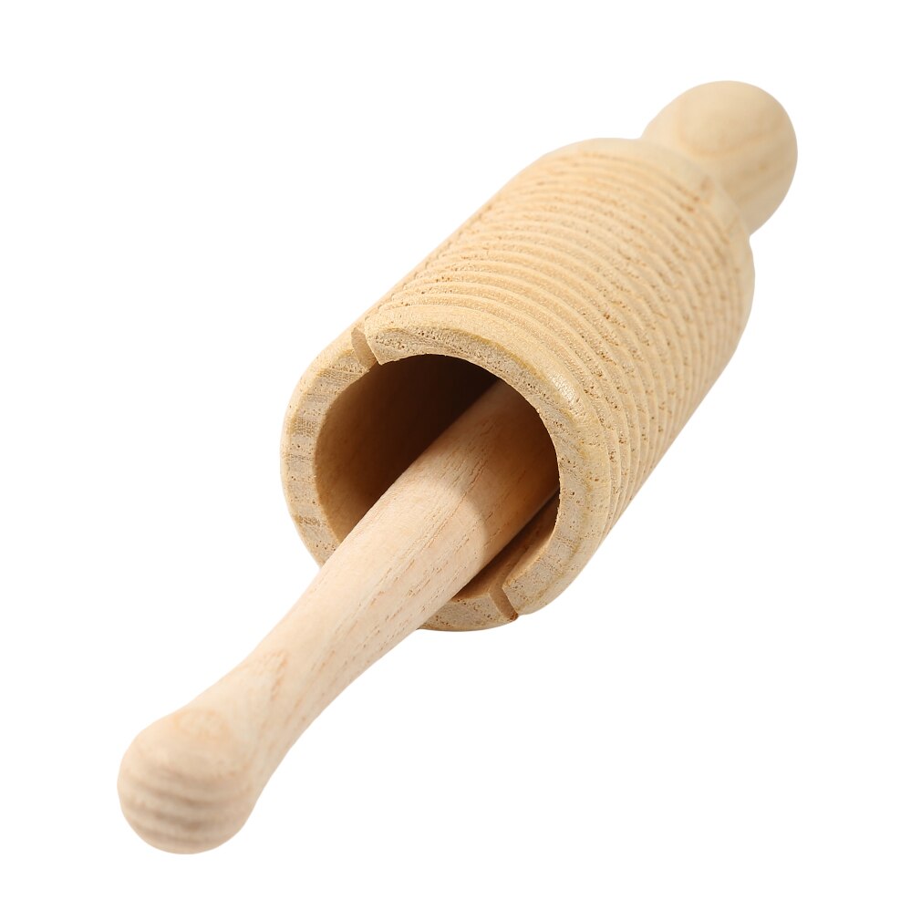 Træ musikinstrument til børn barnelegetøj lydrør lille enkeltgevind ring percussion cylinder krok frø tønde