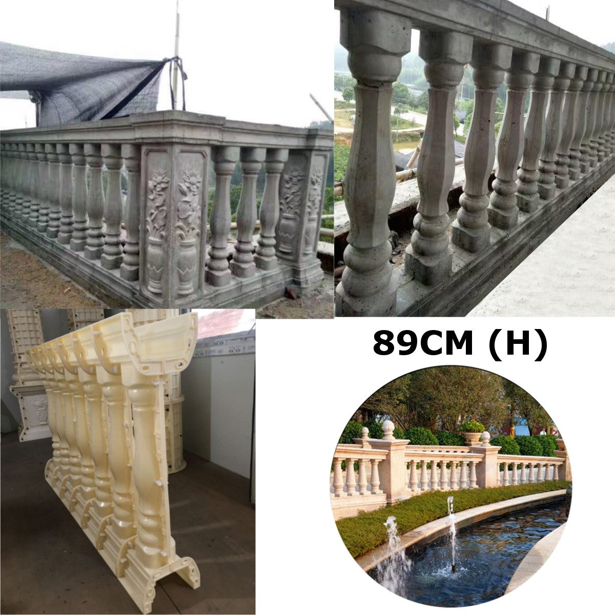 89cm Roman Column Mould DIY Paving Molds Balcony Fence Garden Pool Cement Railing Plaster Concrete Mould Guardrail