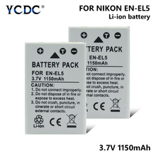 1/2 Pcs 3.7V EN-EL5 1150mAh Li-ion Lithium Battery For Nikon Coolpix P4 P5000 P5100 P6000 P80 P90 P100 P500 P510 P520 P530 S10