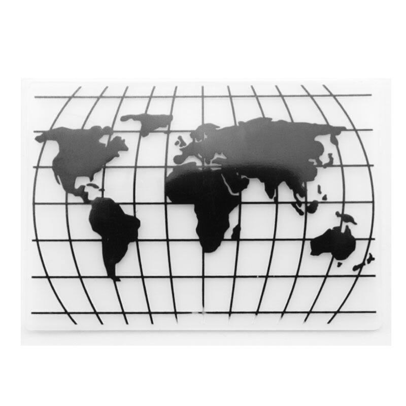 Plantilla de carpeta de plástico en relieve DIY foto de libro de recuerdos álbum hacer tarjetas de decoración Craft mapa del mundo