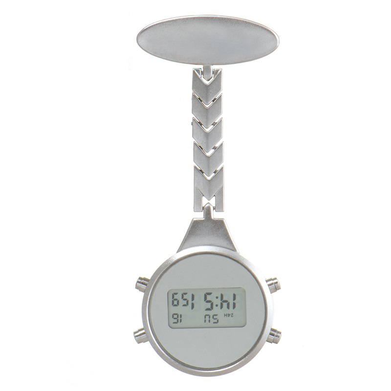 Reloj Digital de bolsillo para hombre y mujer, accesorio de aleación con Pin, ideal para estudiantes, Hospital, para colgar, 10 unids/lote: silver