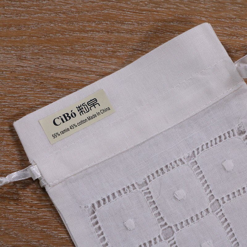 B008-W: weiß ramie/baumwolle kordelzug Hand gezogen gewinde stickerei taschen, 5x7 zoll beutel taschen, reisetasche